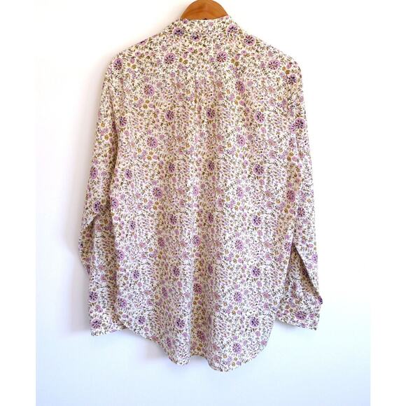 XIRENA Beau Button Down Oversized Boyfriend Shirt Top Ivy Vines Tan S $180 - Picture 8 of 16